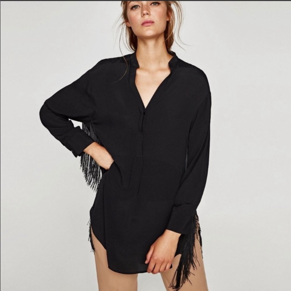 Zara Long sleeve Top with fringe